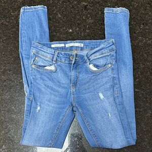 Zara Women's‎ Size 4 Denim Blue Distressed Skinny Stretchy Jeans Jeggings